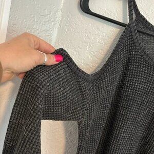 cold shoulder waffle sweater 2